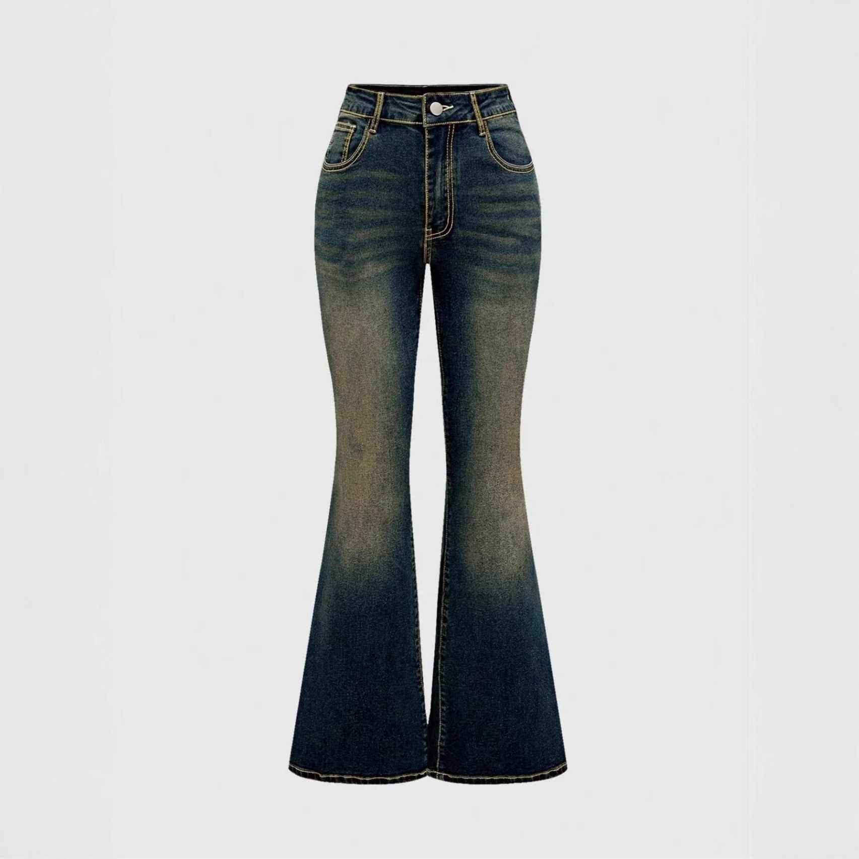Retro Embroidered Flared Jeans