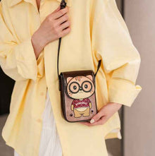 Versatile Western-style Phone Bag With A Bold Color-block Cartoon Design