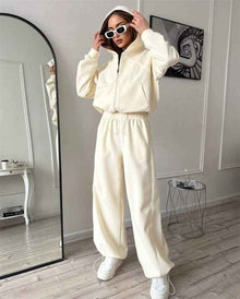 Women's Sportswear Set Solid Color Cardigan Set