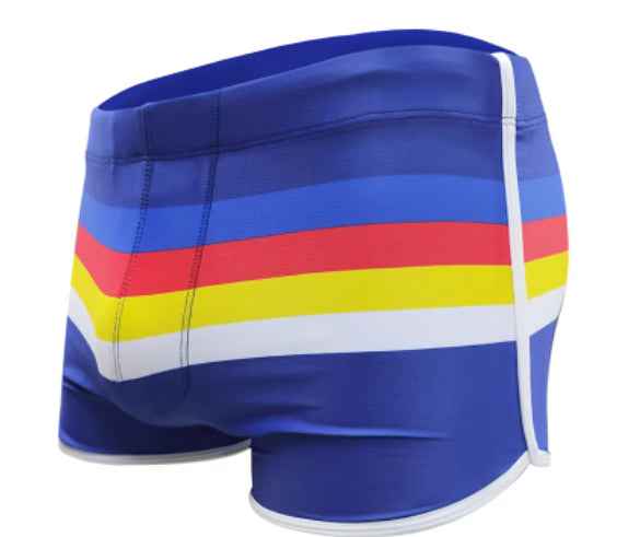 Mens Striped Minimalist-style Boxer Swim Trunks Ocean And Beach-ready