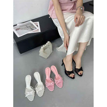 Fashionable Bow-Tie Open-Toe Mesh High-Heel Slide Sandals For Women