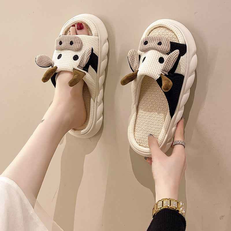 Lovers' Cute Little Cow Linen Sandals For Women