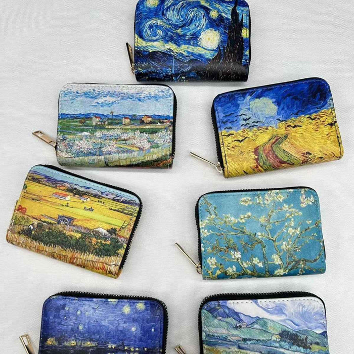 Retro Oil Painting Van Gogh Design High-Capacity Anti-Magnetic Multi-Card Cardholder