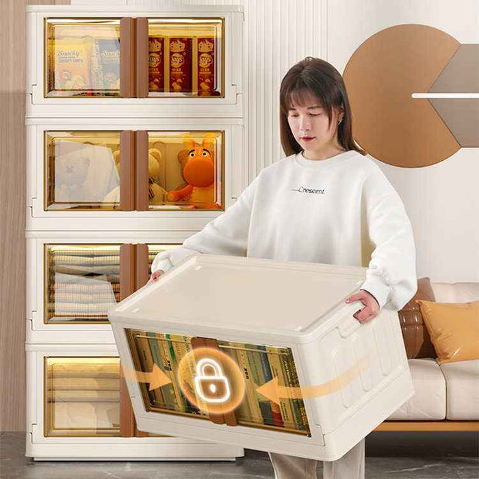 Boîte de rangement en plastique transparent sans installation, pliable et repliable