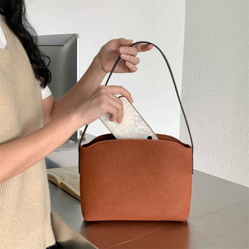 Retro Suede-Like Simple All-Match Tote Bag For Women