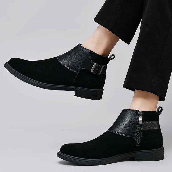 Bottines montantes zippées en cuir style britannique