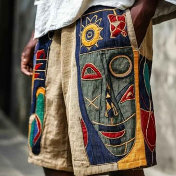 Shorts décontractés pour hommes, motif géométrique tribal rétro