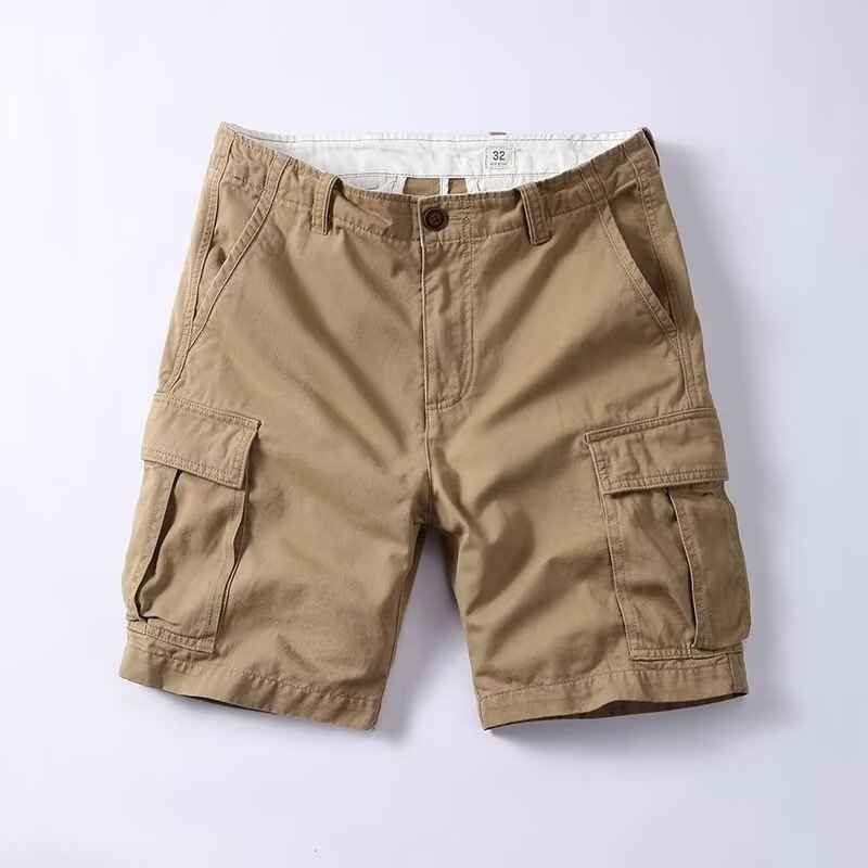 Retro Mens Outdoor Relaxed-fit Mid-length Cargo Pants With Multiple Pockets