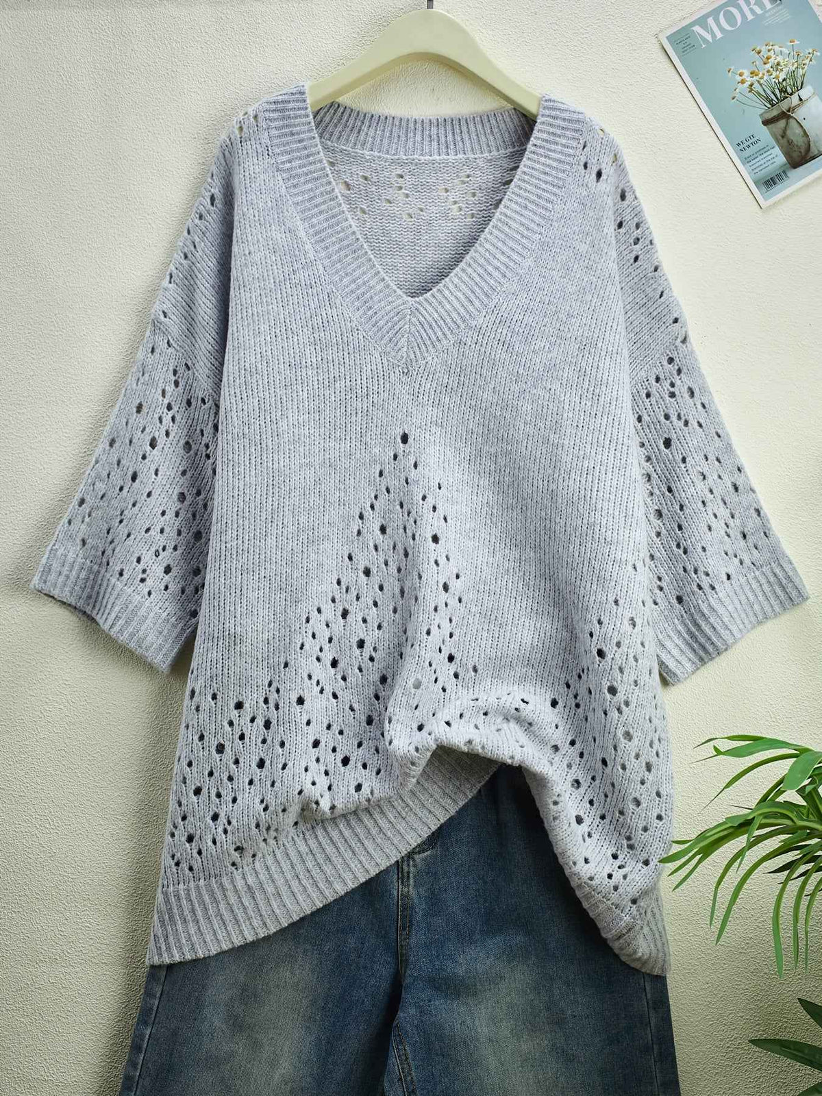 Women's Hollow Knitted Loose Pullover Sweater