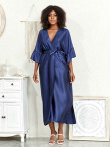 Women's Fashion Plus-Size Satin Long-Sleeve Dress