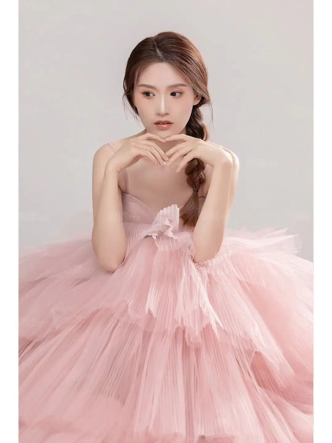 Elegant Girl's Wedding Photography Dress Pink White by Mirlaine Univers