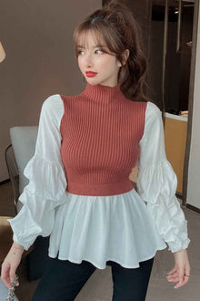 Fashionable temperament slim-fit fake two sweaters