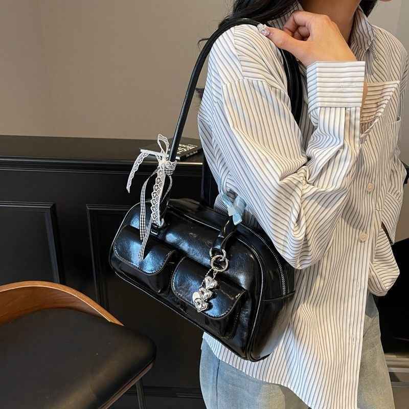 Bow-tie Ribbon Bowling Bag A Stylish High-capacity Shoulder And Tote Bag