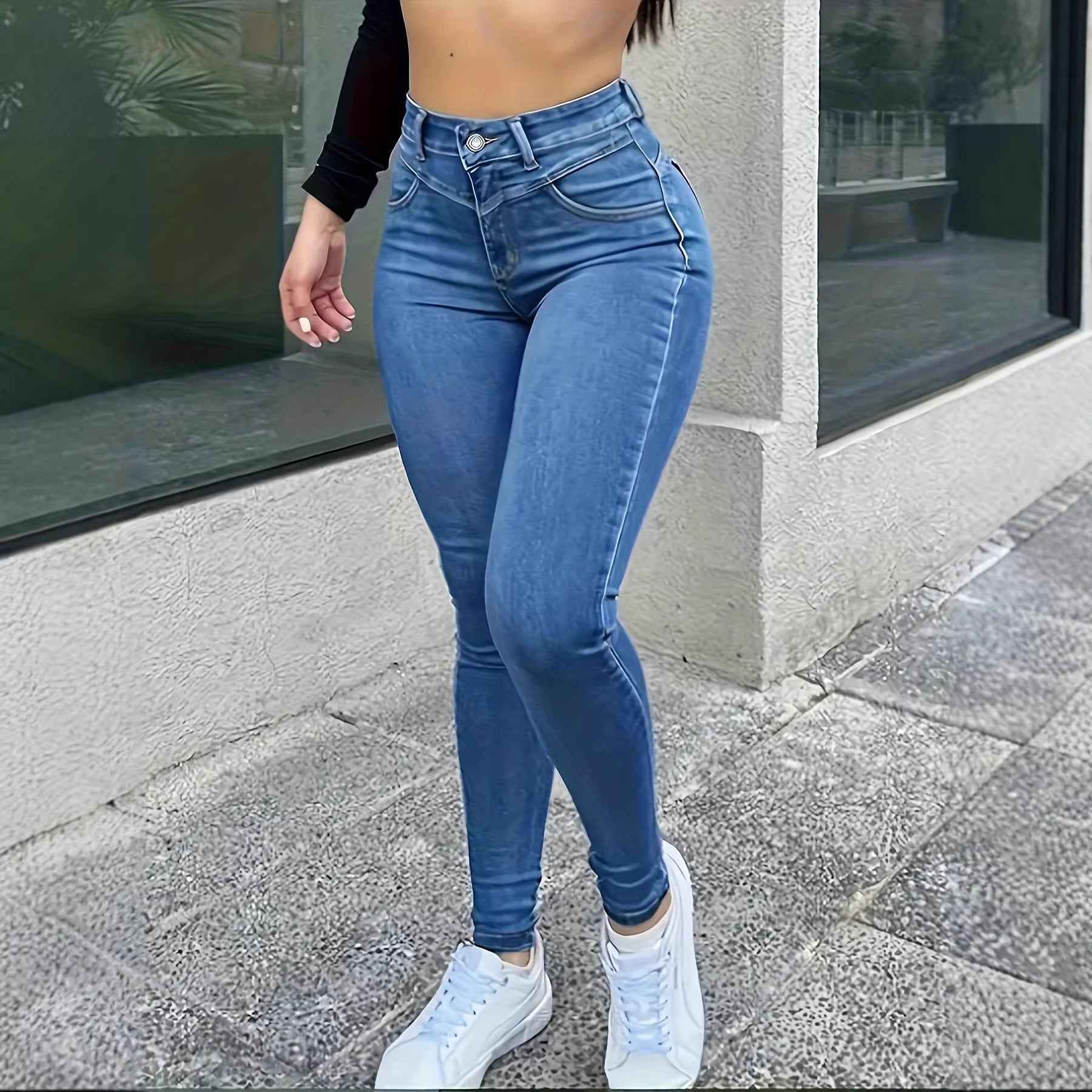 Slim-fit High-waisted Plus-size Jeans