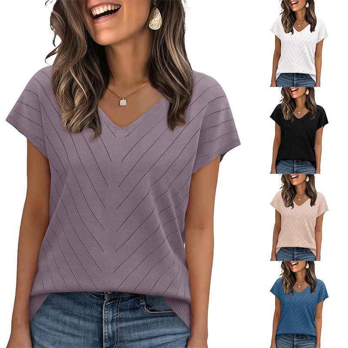 Sleeve Sweater V-Neck Trendy Cutout Casual Knitted Womens
