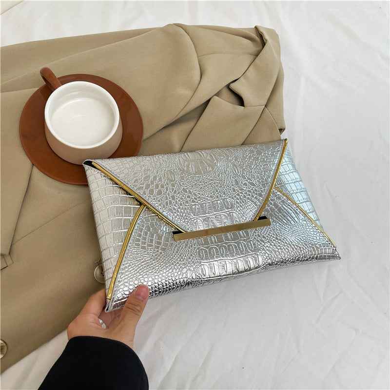 Versatile Trendy Crocodile-pattern Envelope Bag With A Chic Fashionable Vibe