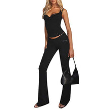 Lace Top And Flared Pants Set For Women