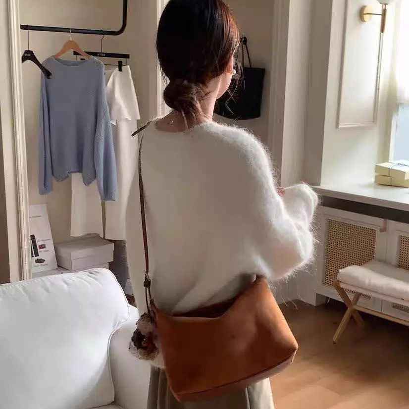 Retro Suede Minimalist Commuter Deer-Skin Faux Suede Crossbody Bag