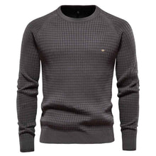 European Size Autumn And Winter New Cotton Sweater Men's Solid Color Bottoming Plaid Pullover Sweater For Men