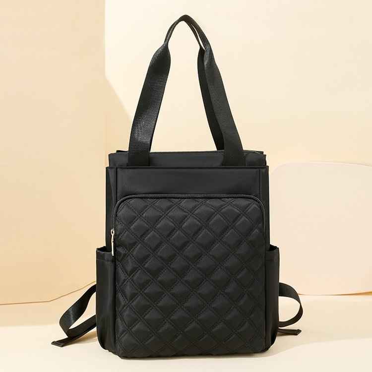Stylish Casual Dual-handle Backpack With Embroidered Diamond-pattern Designversatile And Perfect For Everyday Use For Women
