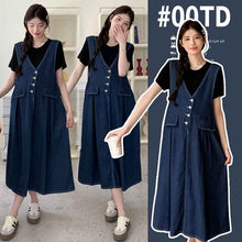 Plus-size Thin Denim Vest Skirt Base T-shirt Two-piece Set