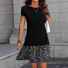Wide-striped Brushed Short-sleeve Dress For Women