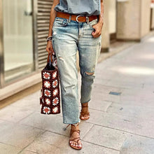 Women's Stretch Denim Loose Straight- Leg Wide-leg Pants by Mirlaine Univers