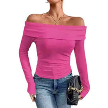 Womens Off-shoulder Figure-hugging Long-sleeve Slip Dress With A Boat Neckline