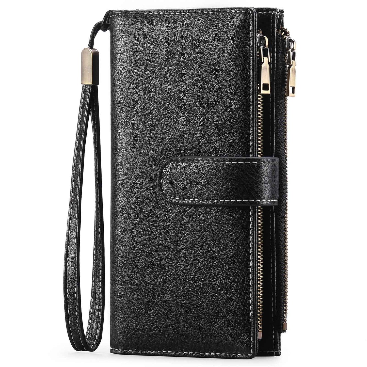 Womens Long Wallet Multi-functional Vintage Tri-fold Purse