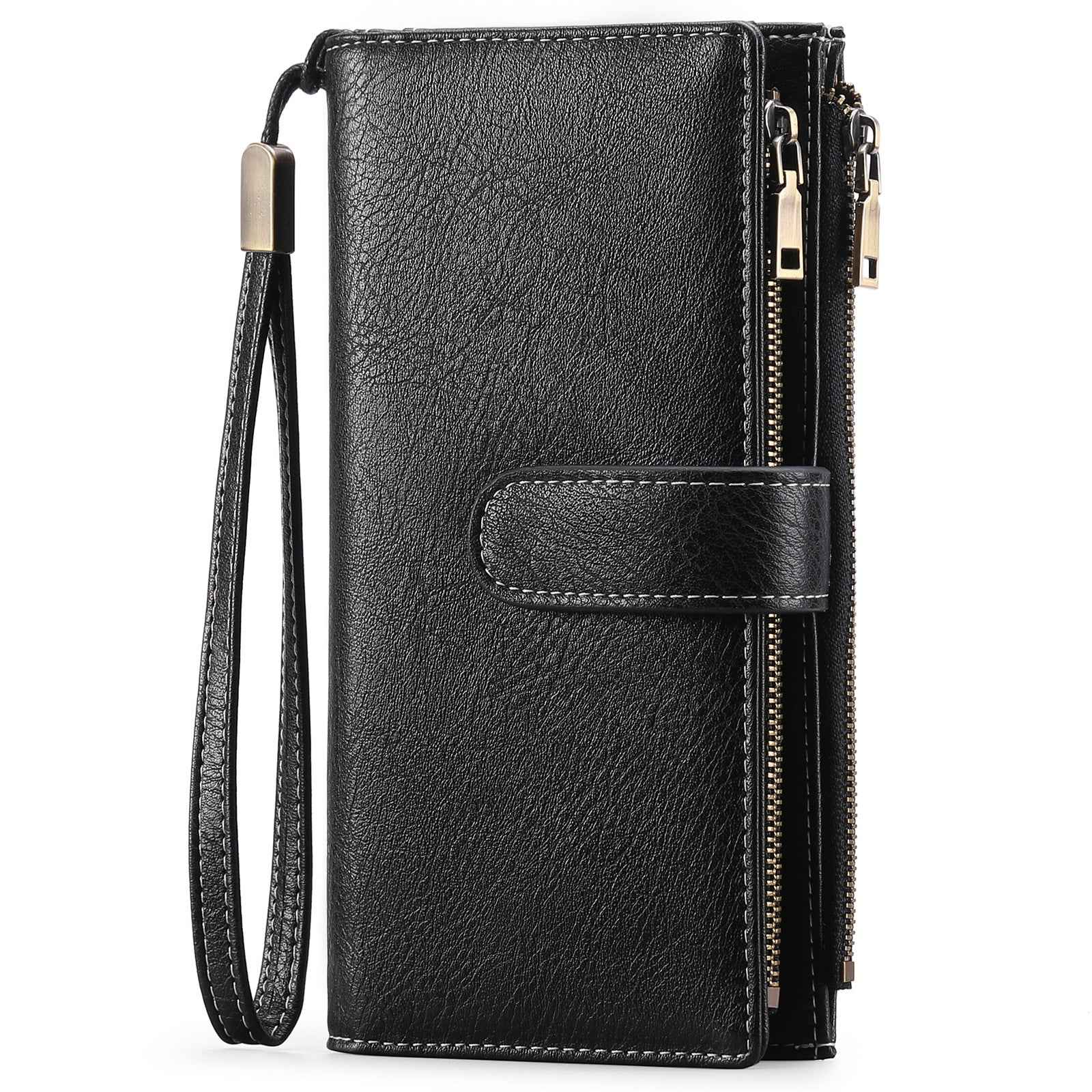 Womens Long Wallet Multi-functional Vintage Tri-fold Purse