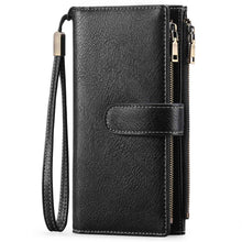 Womens Long Wallet Multi-functional Vintage Tri-fold Purse