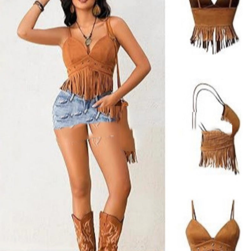 Womens Fringed Sleeveless Spaghetti-Strap Faux Suede Vintage Top by Mirlaine Univers Womens Fringed Sleeveless Spaghetti-Strap Faux Suede Vintage Top Mirlaine Univers womens-fringed-sleeveless-spaghetti-strap-faux-suede-vintage-top 0 Womens Fringed Sleeveless Spaghetti-Strap Faux Suede Vintage Top Mirlaine Univers Womens Fringed Sleeveless Spaghetti-Strap Faux Suede Vintage Top