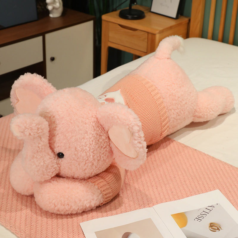 Large Sweater Lying Elephant Throw Pillow Plush Toy Doll by Mirlaine Univers