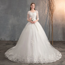 Wedding Dress Trailing Deep V Neck Lace High Waist Wedding Dress Long Sleeves by Mirlaine Univers