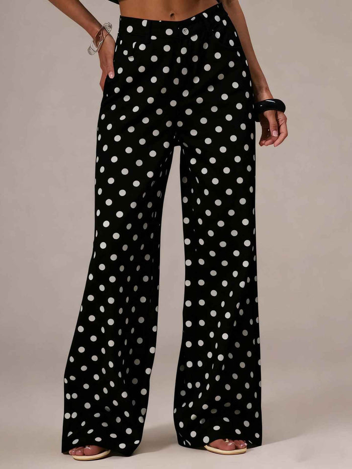 Jean décontracté taille mi-haute à pois non extensible
