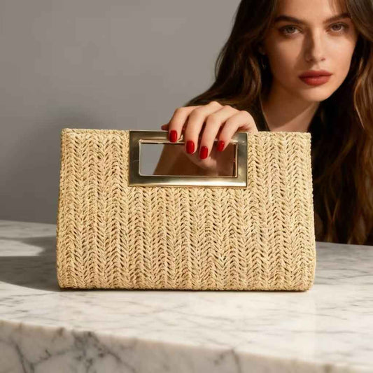 Womens Fashion New Woven Chain Clutch Bag