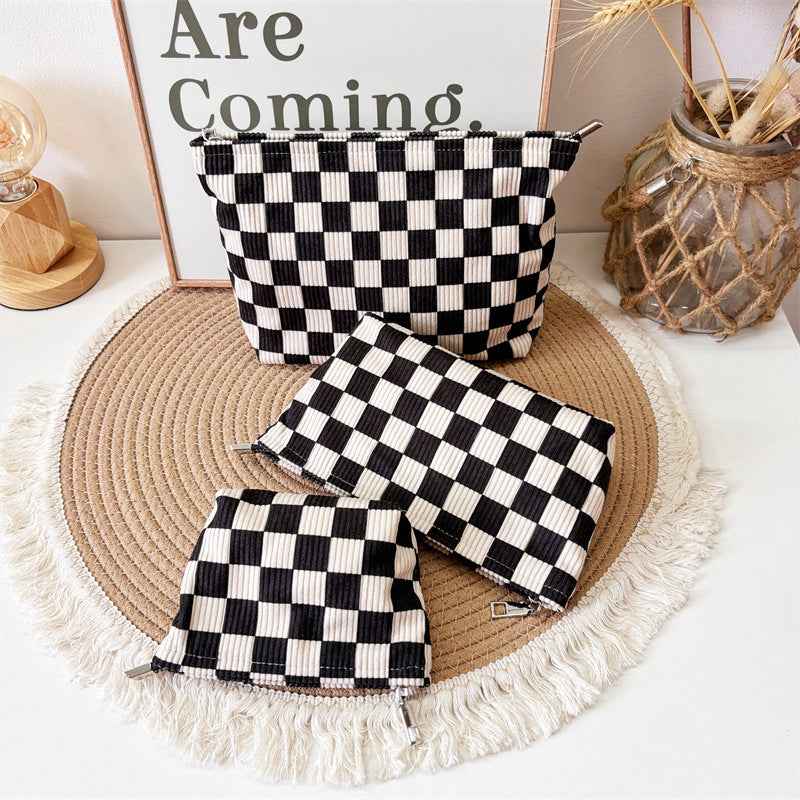 Womens Geometric-Line Fabric Cosmetic Bag