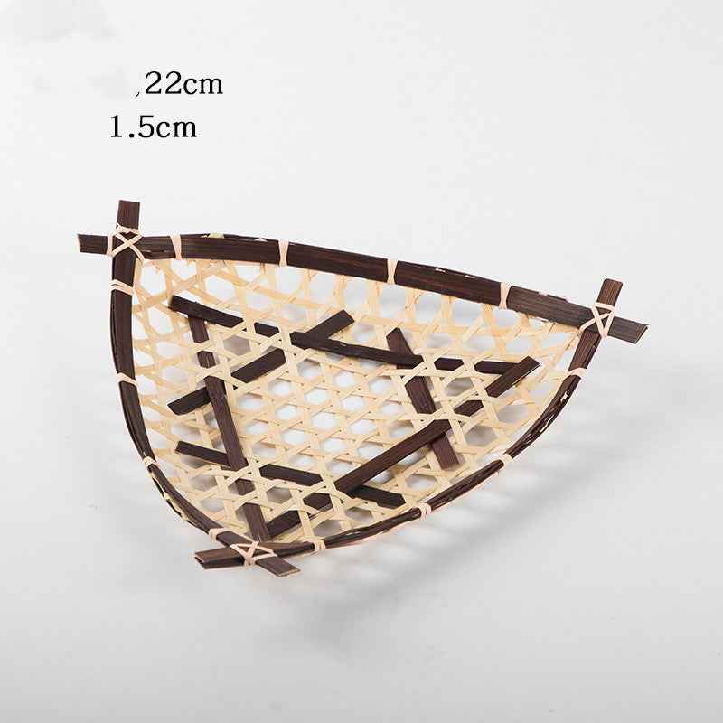 Hand-woven Mini Fruit Basket Grid Small Bamboo Basket Fruit Basket Small Basket