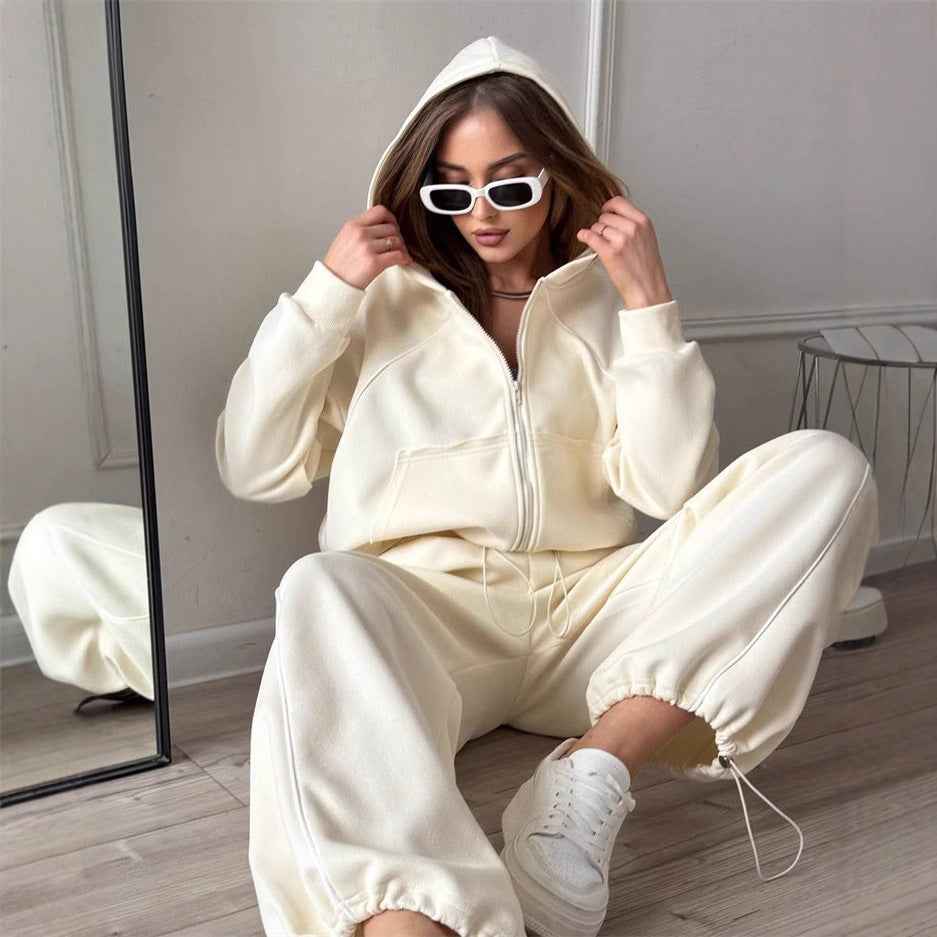 Women's Sportswear Set Solid Color Cardigan Set