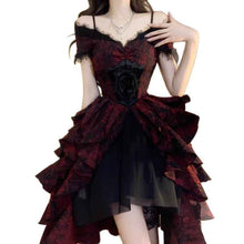 Black And Red Jacquard Wave-Print Dress Lolita Light Luxury