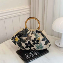 Heavy-duty Bamboo-handled Tote Bag For Women