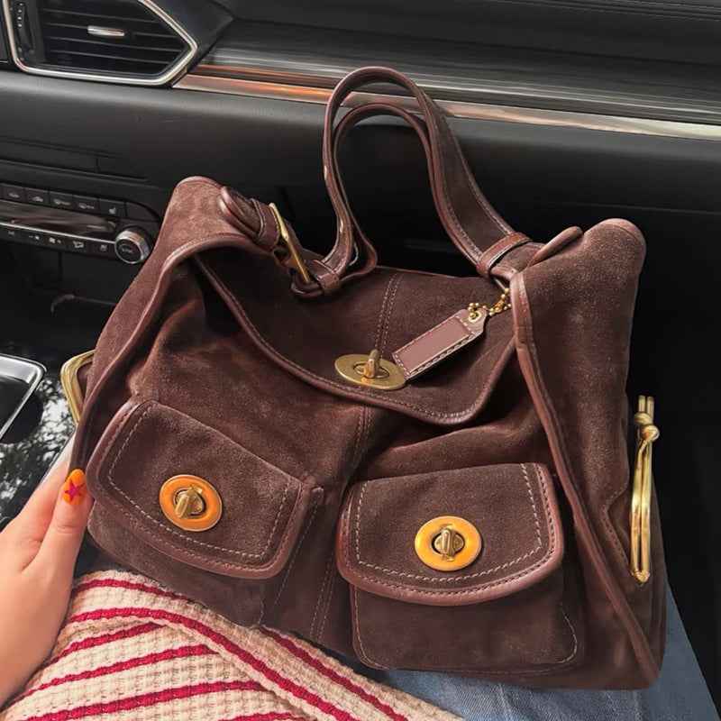 Retro Minimalist Versatile Womens Commuter Shoulder Bag With Multiple Pockets