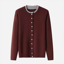 Ribbed Trim Contrast-Colored Crew-Neck Knit Sweater Womens Long Sleeve