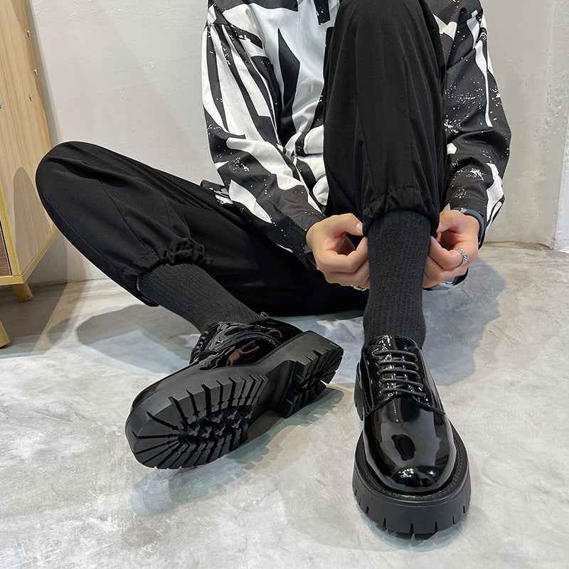 Youth Round Head British Style Flat Heel Fashion Casual Daily Leather Shoes