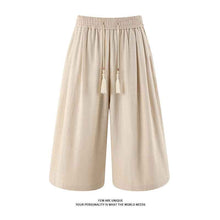 Retro Cotton-linen Wide-leg Casual Capri Pants
