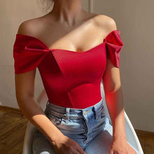 Fishtail-waistline Womens Satin Off-shoulder Top