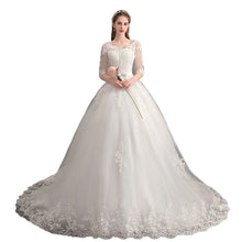 Wedding Dress Trailing Deep V Neck Lace High Waist Wedding Dress Long Sleeves by Mirlaine Univers