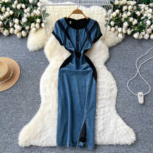 Cross V-neck Lace Stitching Dress by Mirlaine Univers