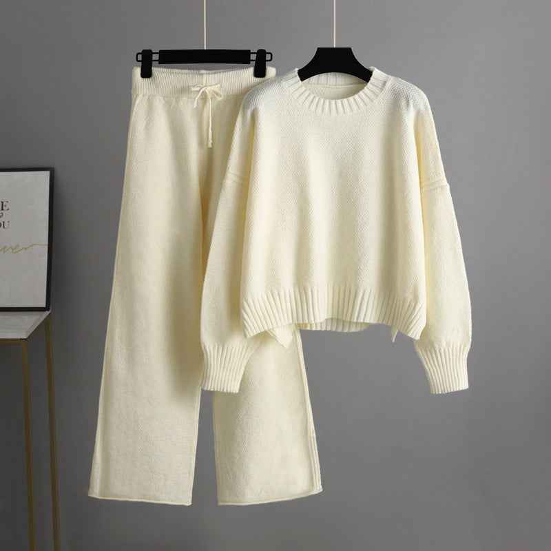 Fashionable Casual Knitted Pants Set For Women