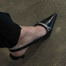 French Style Low Heel Sandals For Women Summer 2025 Spring Black Pointed Toe Kitten Heel Pumps Elegant High Heels